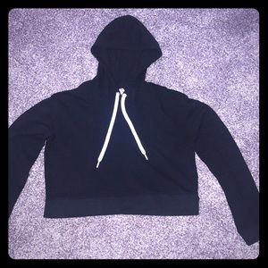 H&M black crop hooded sweatshirt